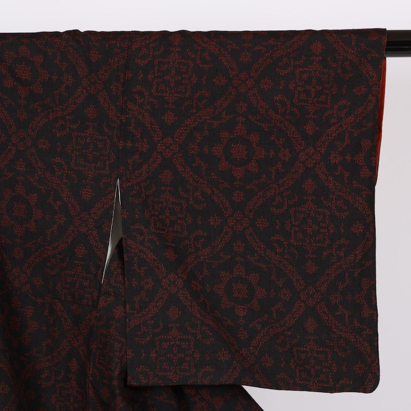 Japanese kimono used <Tsumugi> Msize silk 100% /T626