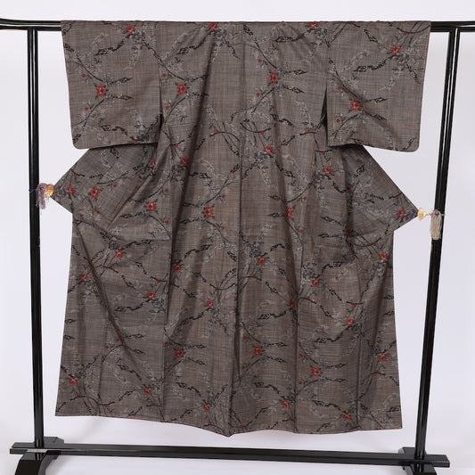 Japanese kimono Unused <Tsumugi> Msize silk 100% /T624