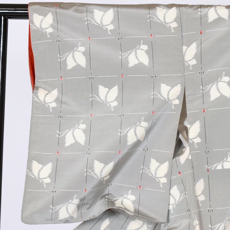 Japanese kimono used <Tsumugi> Lsize silk 100% /T622