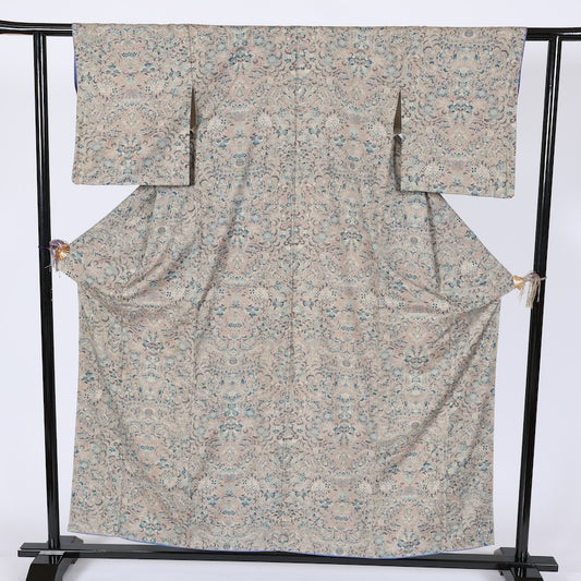 Japanese kimono used <Tsumugi> Msize silk 100% /T616