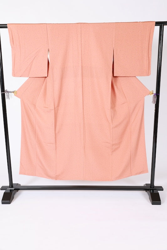 Japanease kimono usedEdo Komon pattern, orange, red, purple, blue, mustard, chili pepper, L72