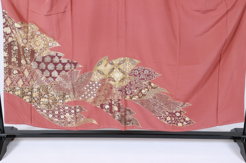 Japanese kimono used (Irotome) M-size 100% silk /K56