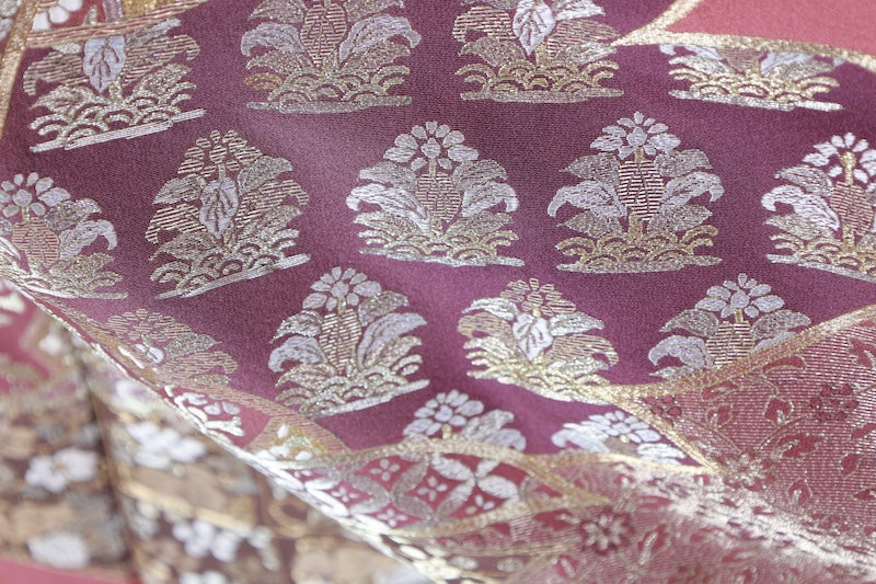 Japanese kimono used (Irotome) M-size 100% silk /K56