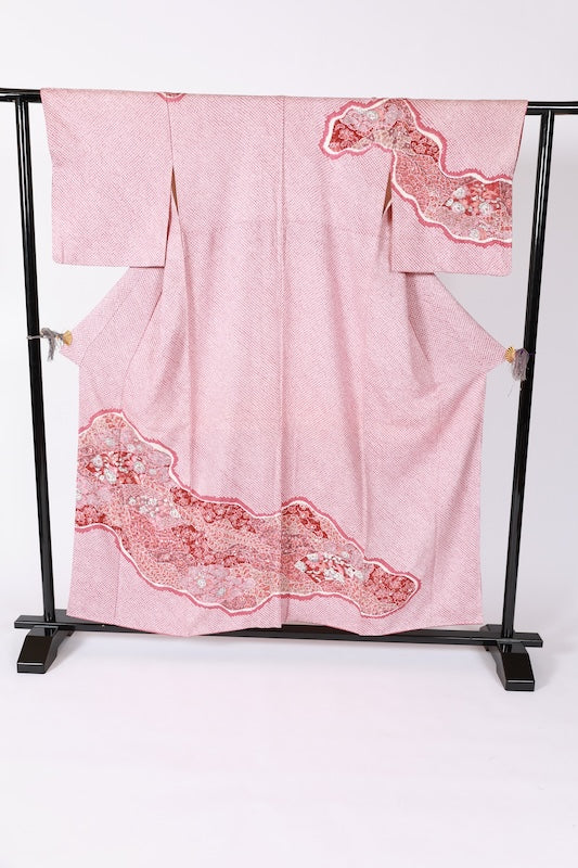 Japanese kimono used <houmongi> Msize silk 100% /B1103