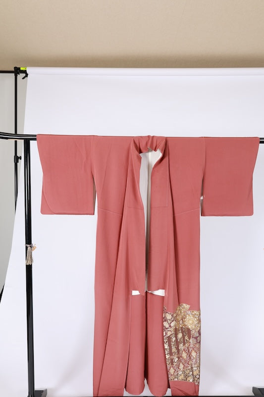 Japanese kimono used (Irotome) M-size 100% silk /K56