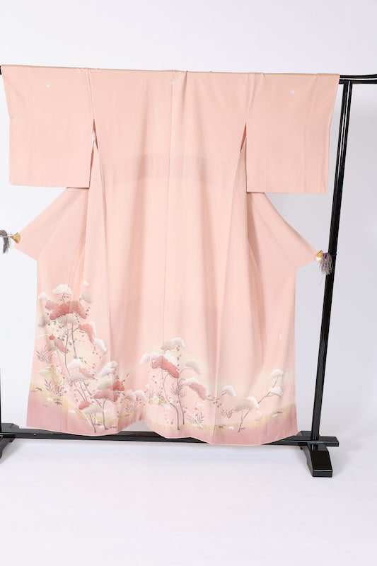 Japanese kimono used <Irotomesode> Msize silk 100% /B1104