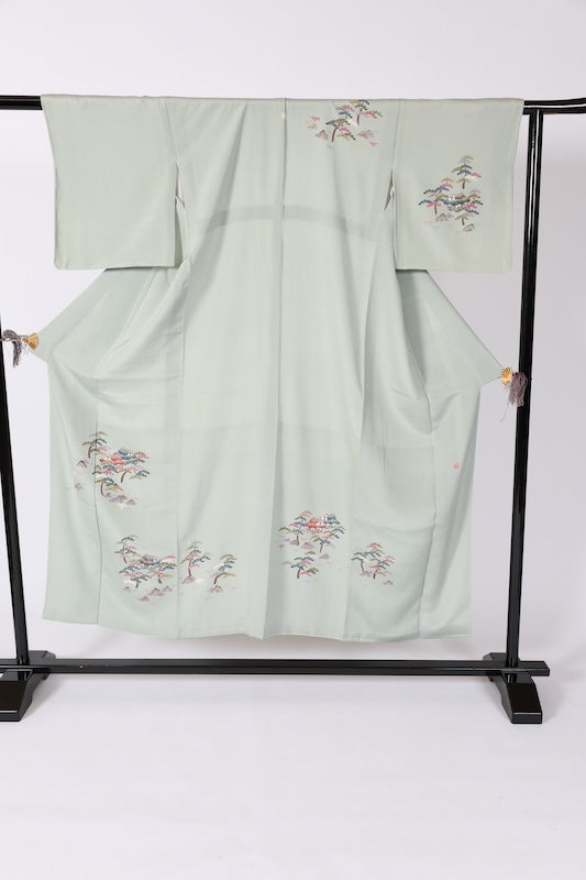 Japanese kimono used <houmongi> M-size silk 100% /B1096