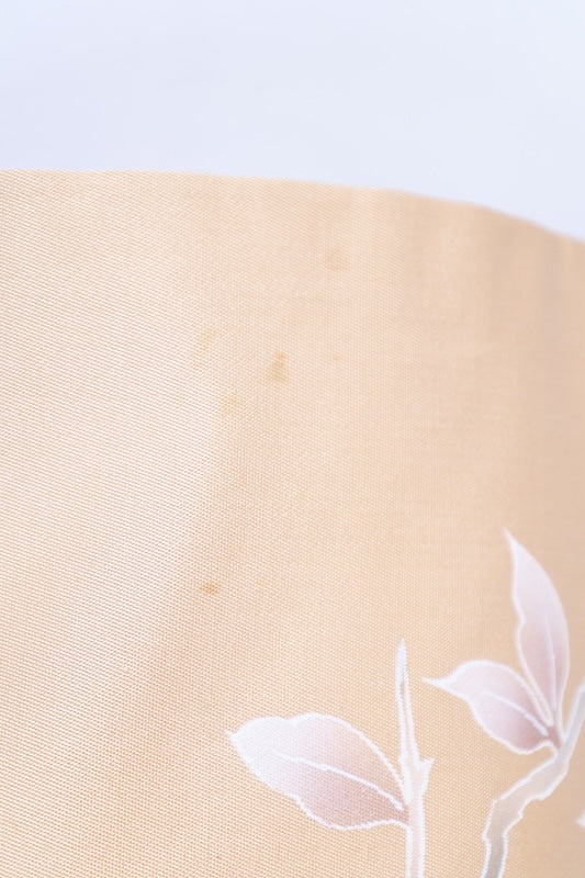 Nagoya obi used (sash) - Beige, cherry blossom pink, white, floral embroidery - L91