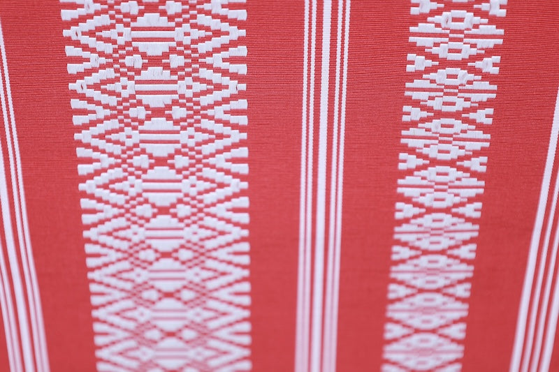 Nagoya obi used (sash), Hakata weave, Kenjo pattern, reddish-brown and white, L101