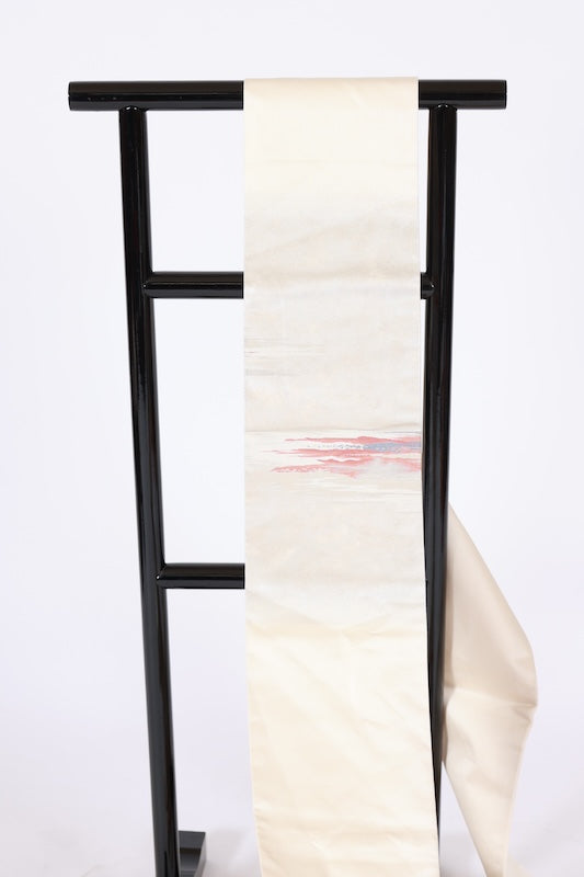 Nagoya obi new (sash) - Silver, Gold, Brown, Purple, Blue - Kasumi (mist) pattern - L105