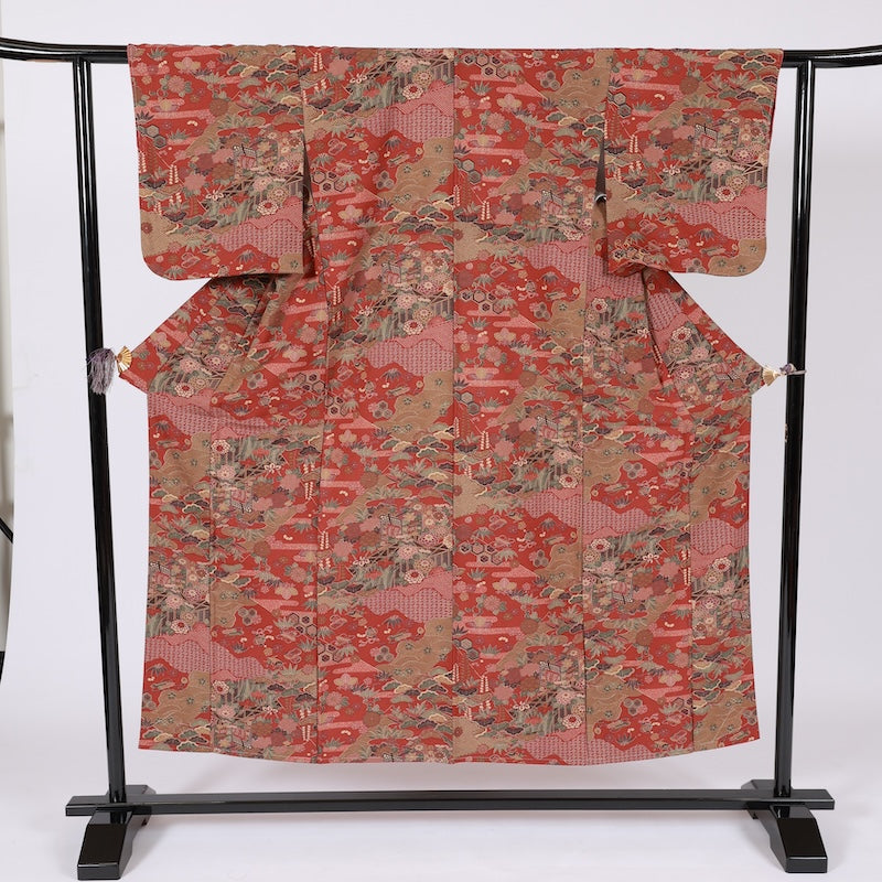 Japanese kimono (M) -size washable polyester / B392