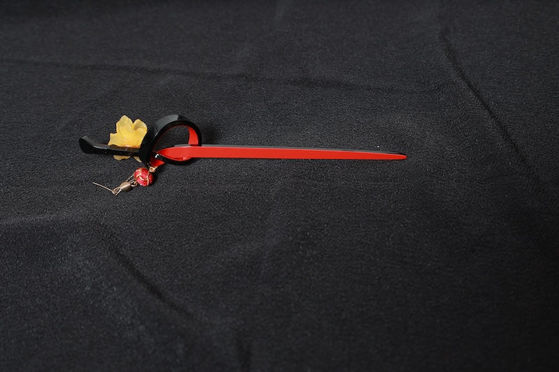 Kanzashi Hairpin Black, Red, Tortoiseshell-colored, Gold pre-owned / D37