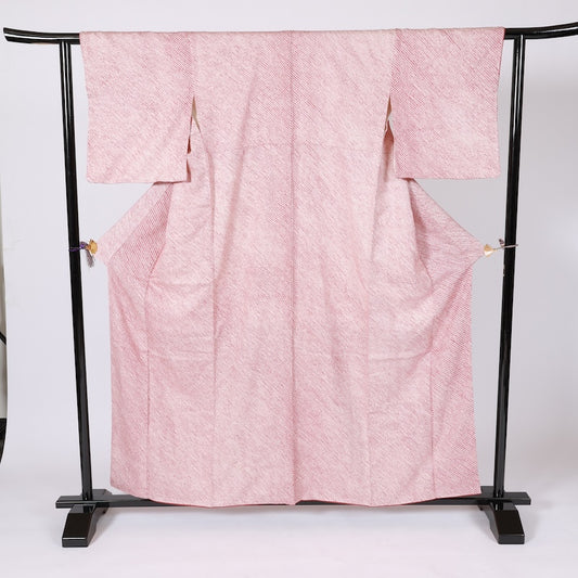 Japanese kimono used total shibori Hikita red and white silk/B399
