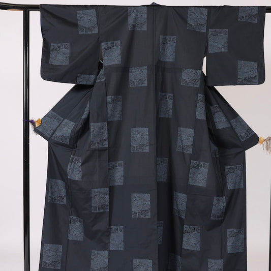 Japanese kimono (Komon) M-size washable polyester / 1352