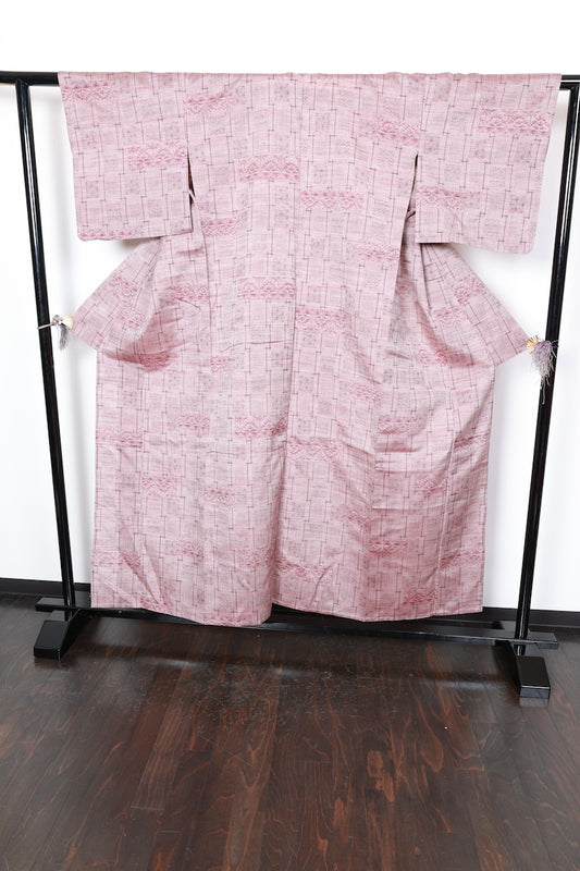 Tsumugi kimono Stylish purple used /R418