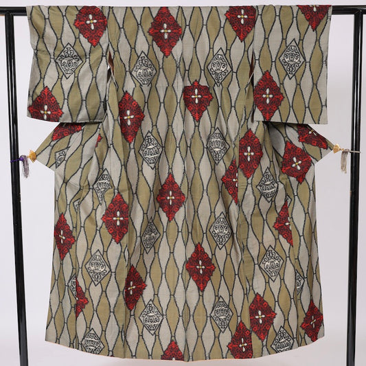 Japanese kimono (Tsumugi) M-size 100% silk / 1370