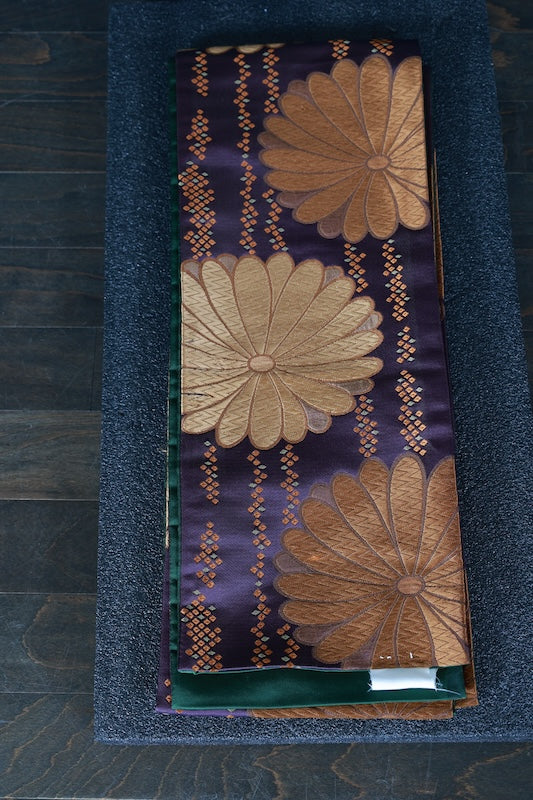 Japanese kimono sash belt used (Hanhaba-obi) polyester /