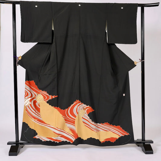 kimono (Kurotomesode) L-size 100% silk / 1394