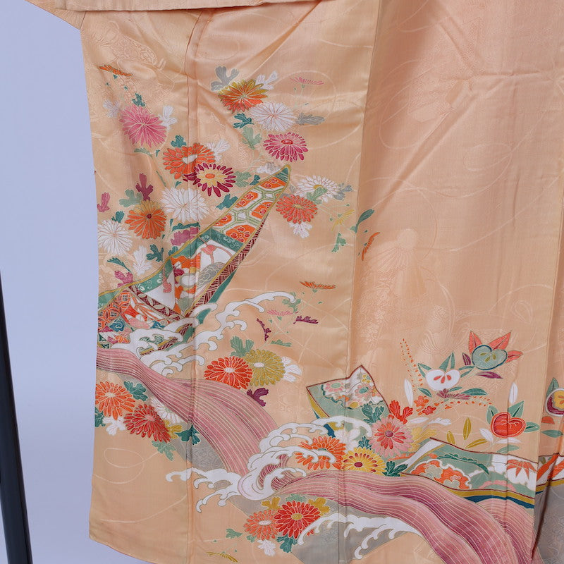 Antique kimono (Irotomesode) M-size 100% silk / 1395