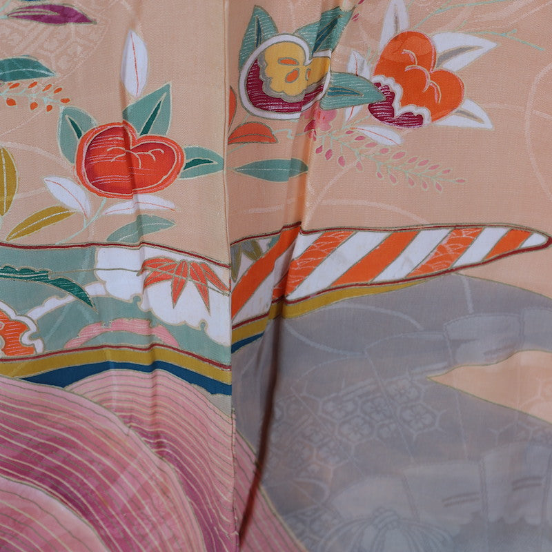 Antique kimono (Irotomesode) M-size 100% silk / 1395