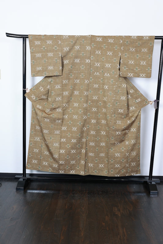 Tsumugi kimono sorrel Pre-powned /R469