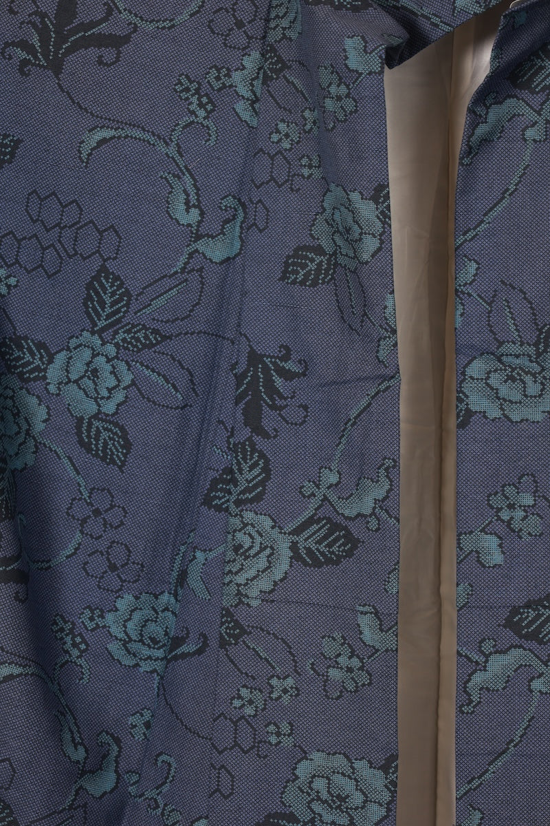 Komon kimono Indigo shade flower Pre-owned /R483