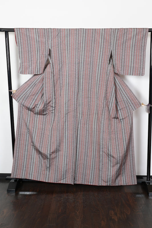 Tsumugi kimono gray Pre-owned /R480