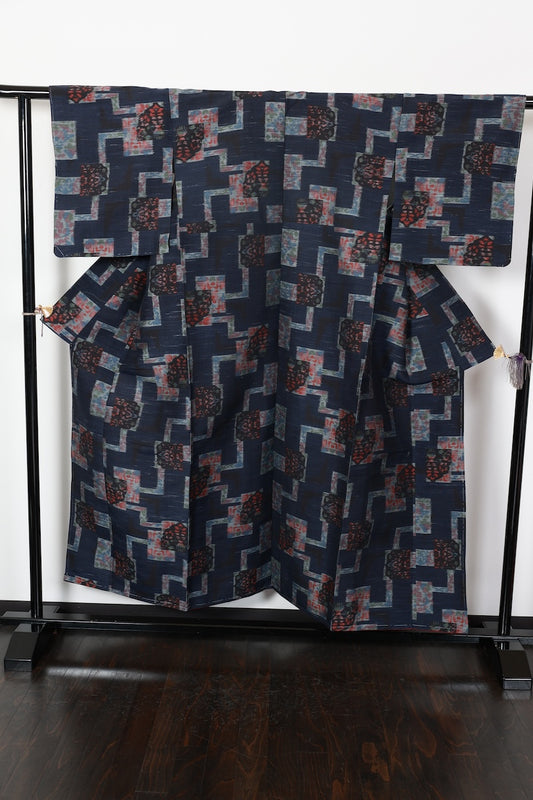 Tsumugi kimono Indigo New, unused item /R469