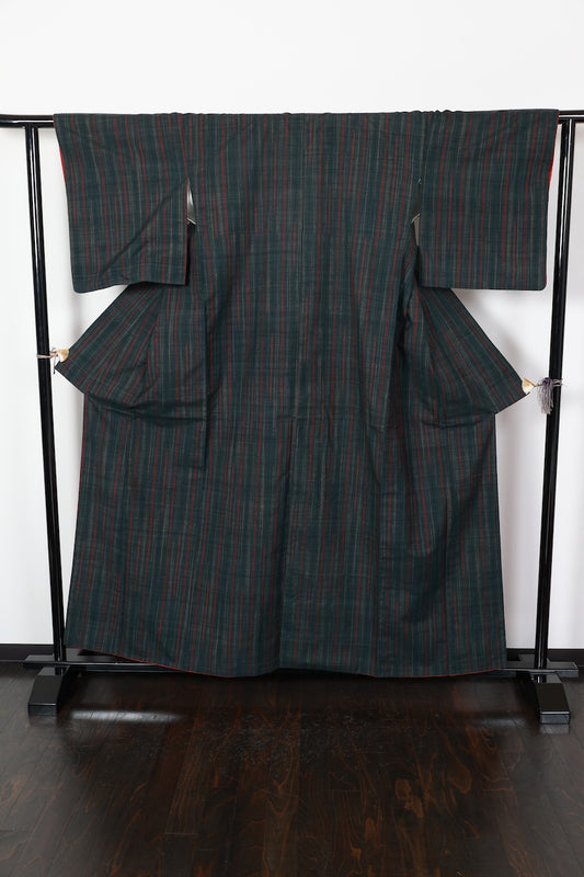Tsumugi kimono Deep green /R474