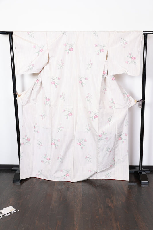 Tsumugi kimono white Pre-owned/R479