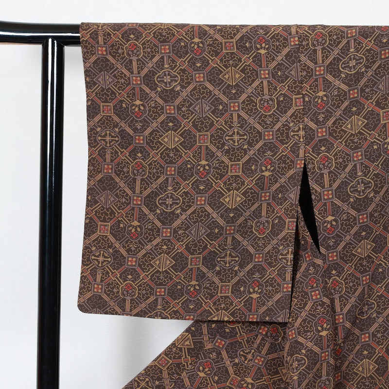 Japanese kimono<komon>-size M silk 100% silk /T14