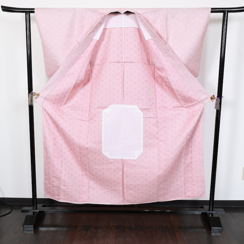 Japanese kimono<komon>-size M silk silk wool /T17