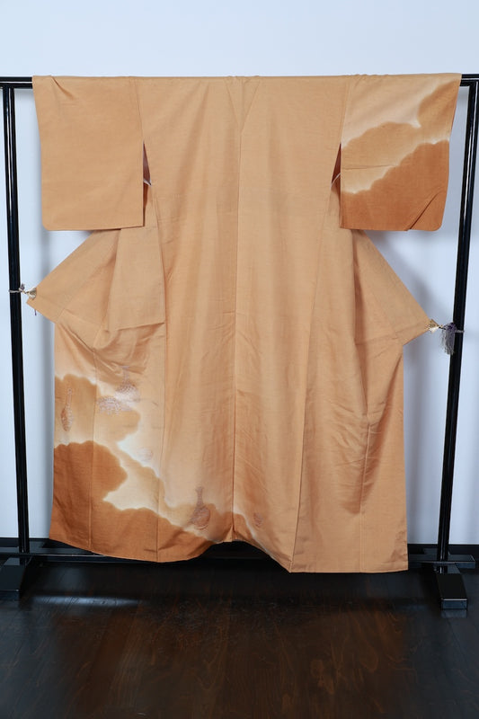 Tsukesage kimono apricot color embroidery pre-owned /R510