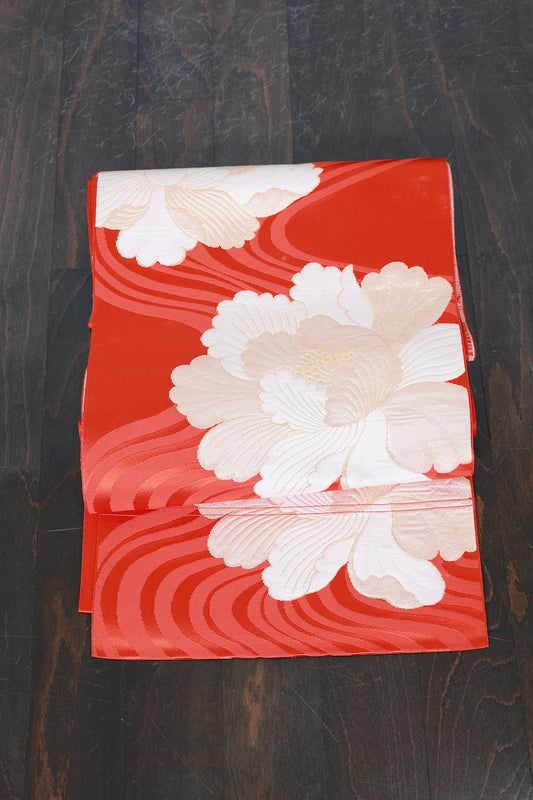 Nagoya-obi sash belt red gold Pre-owned/R494