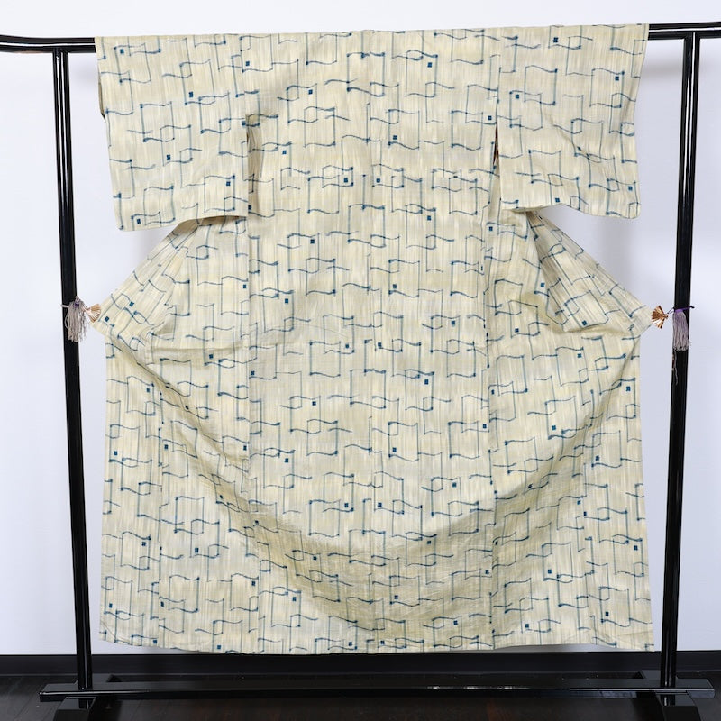 apanese kimono<tsumugi>-size M silk 100% silk / T38