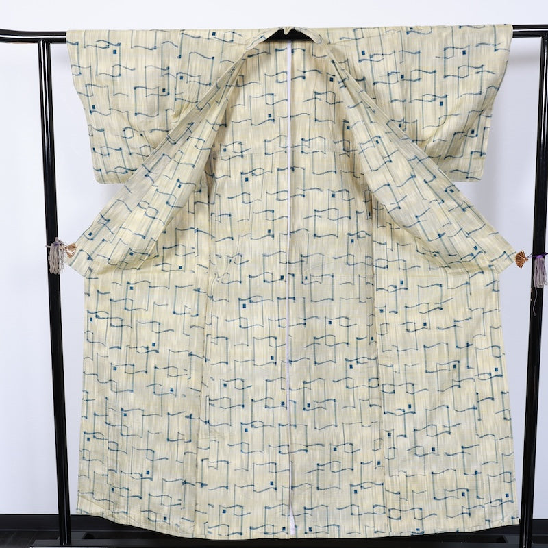 apanese kimono<tsumugi>-size M silk 100% silk / T38