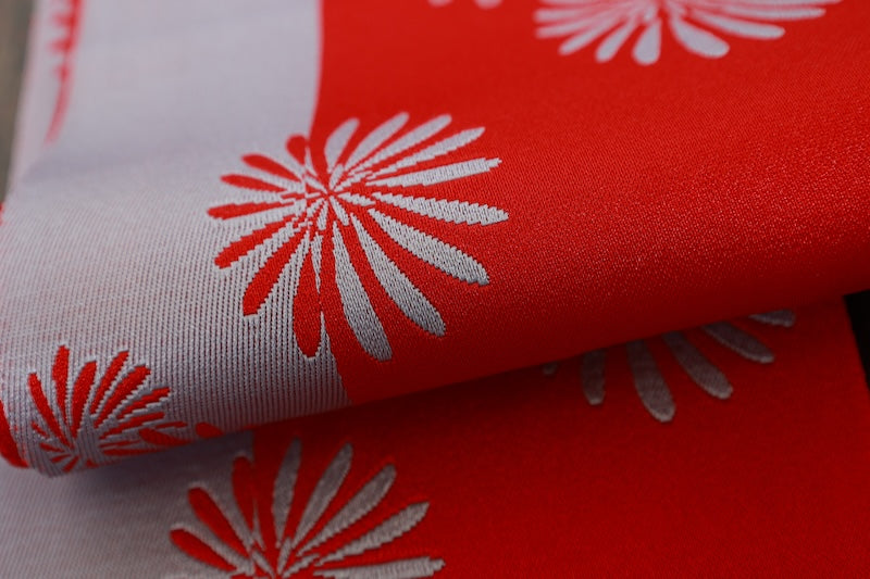Hanhaba-obi sash belt red flower /R529