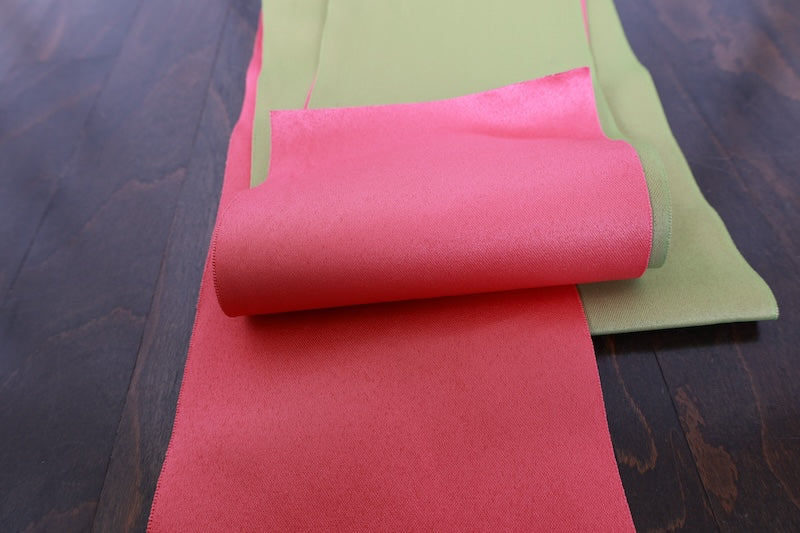 Hanhaba-obi sash Yellow-Green Pink Reversible pre-owned /R528
