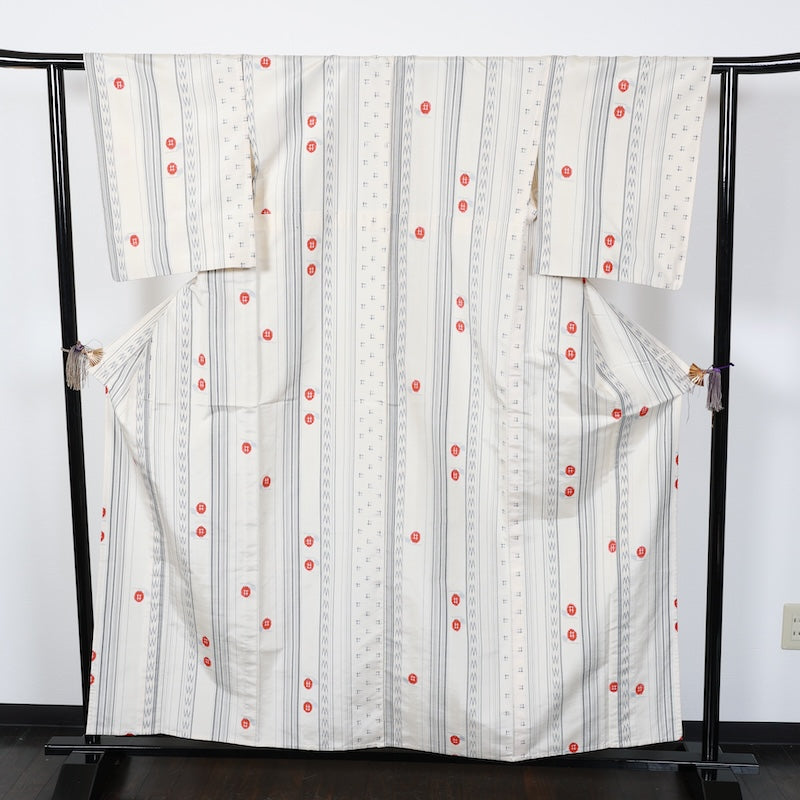 Japanese kimono<tsmugi>-size L silk 100% silk /T42