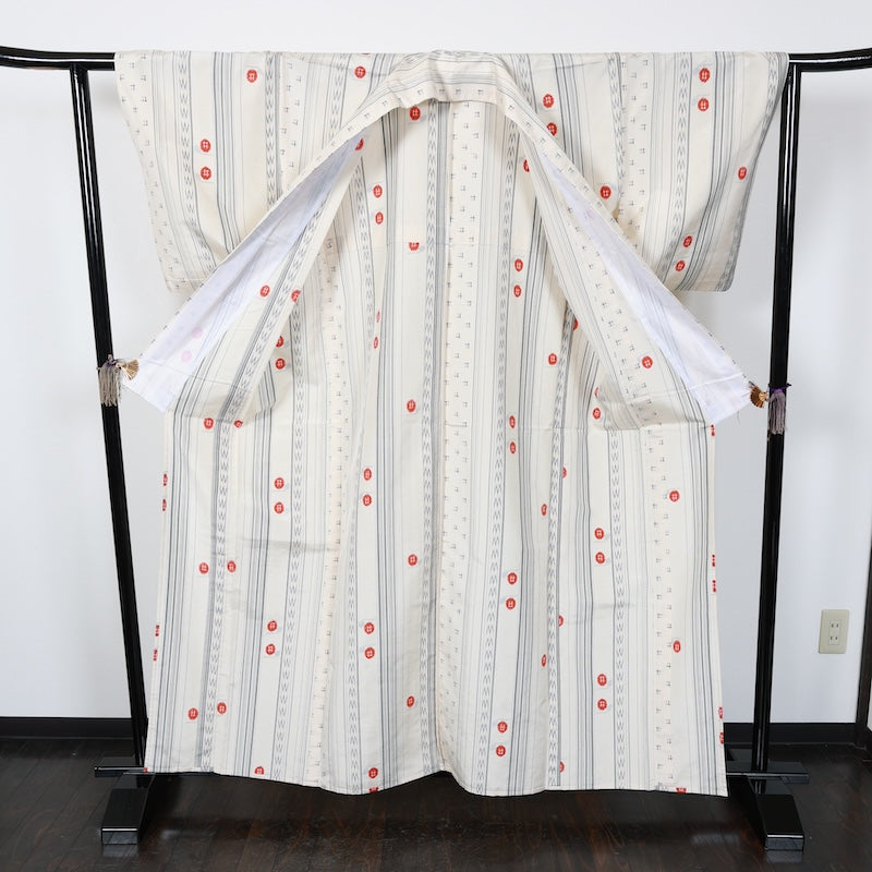 Japanese kimono<tsmugi>-size L silk 100% silk /T42