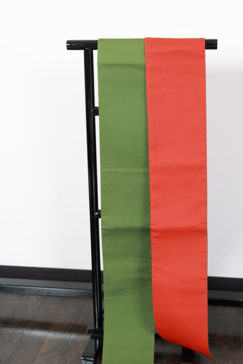 Hanahaba-obi sash belt pink green reversible pre-owned /R517