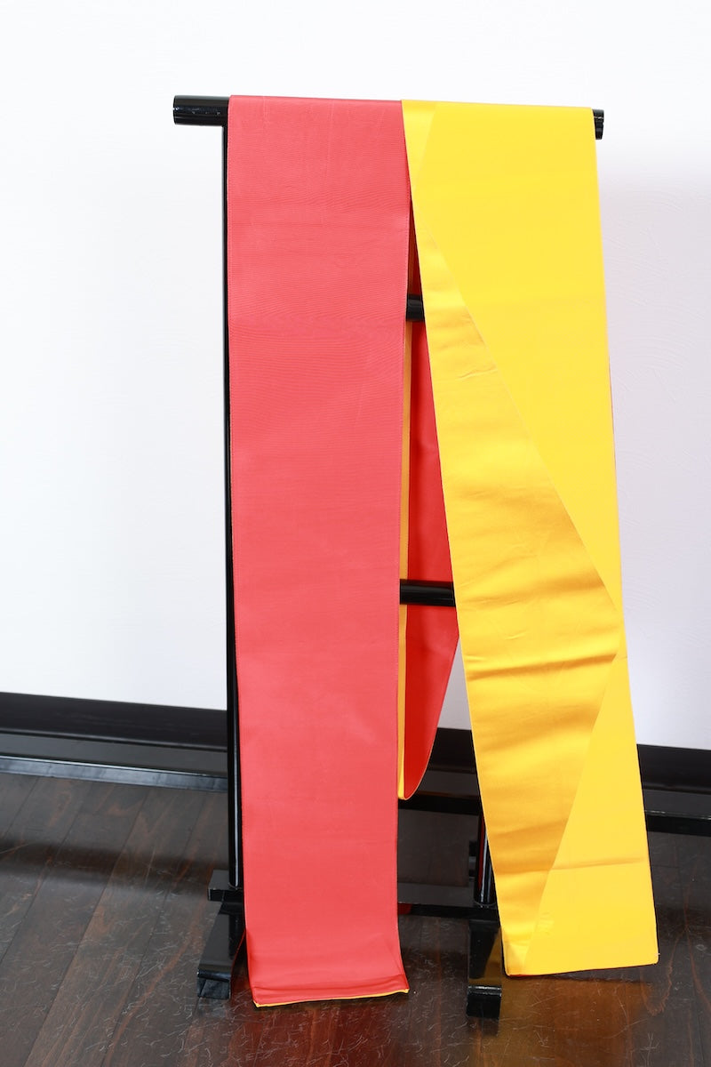 Hanhaba-obi sash belt yellow red Koshino Junko pre-owned /R513