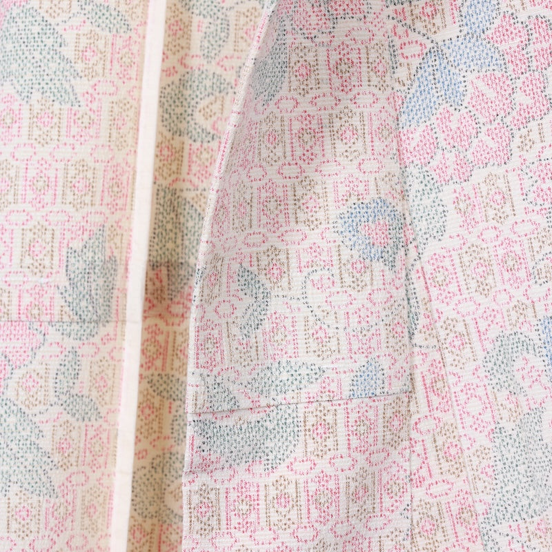 Japanese kimono used <tsumugi>-size L silk 100% silk /T49
