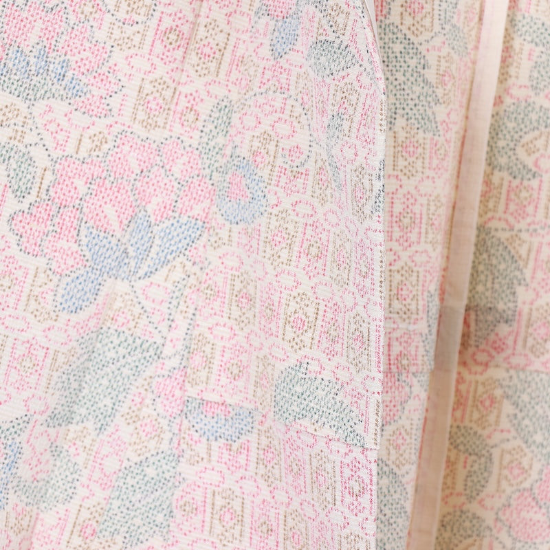 Japanese kimono used <tsumugi>-size L silk 100% silk /T49