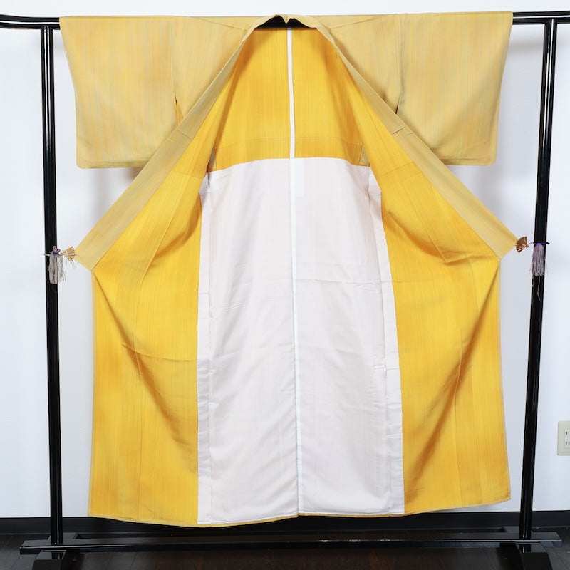 Japanese kimono used <tsumugi>-size M silk 100% silk /T50