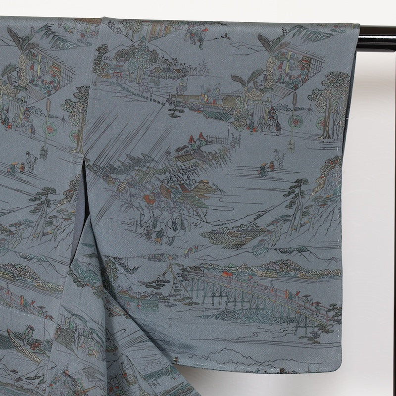 Japanese kimono used <komon>-size L silk 100% silk /T52