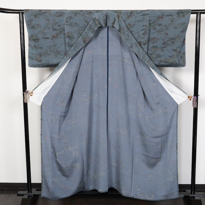 Japanese kimono used <komon>-size L silk 100% silk /T52
