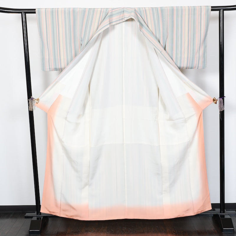 Japanese kimono used <komon>-size L silk 100% silk /T53