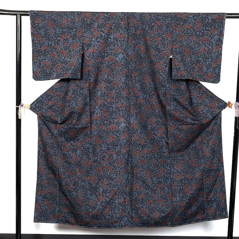 Japanese kimono used <tsumugi>-size S silk 100% silk /T58