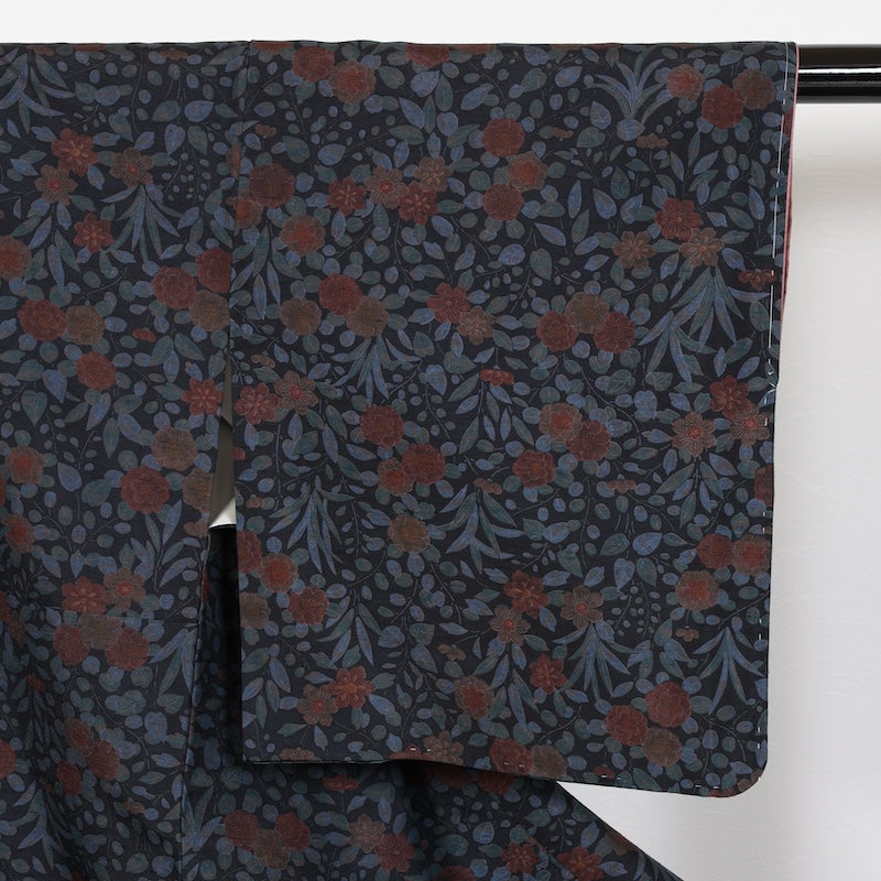 Japanese kimono used <tsumugi>-size S silk 100% silk /T58